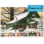 Buffalo Games - Charles Wysocki - Cocoa Break at the Copperfields - 500 Piece Winter Jigsaw Puzzle for Adults, Festive Christmas Puzzle with Poster, Premium Holiday Artwork, Finished 21.25 x 15.00