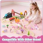 Lehoo Castle Wooden Train Set, Unicorn Train Set for Toddlers 2-4, Wooden Train Track Toddler Girl Toys Pink Train Fantasy Toys for 3 4 5 6 Year Old Girl