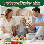 Lehoo Castle Wooden Train Set - Dinosaur Train Set for Toddlers 2-4, Wooden Train Track Railway Playset Toys for 3 4 5 6 Year Old Boys Girls Birthday Gifts