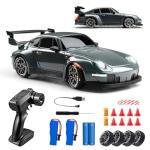 RC Drift Car, 1:24 Scale Remote Control Vehicle with LED Lights, 2.4GHz 20KM/H 4WD High Speed RC Cars, Drifting Tires＆Two Batteries, Racing Sports Toy Idea Gift for Adults Boys Girls and Kids