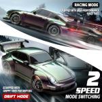 RC Drift Car, 1:24 Scale Remote Control Vehicle with LED Lights, 2.4GHz 20KM/H 4WD High Speed RC Cars, Drifting Tires＆Two Batteries, Racing Sports Toy Idea Gift for Adults Boys Girls and Kids