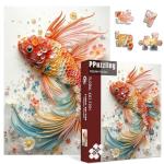Colorful Fish Puzzles for Adults 1000 Pieces, Impossible Flower Fish Jigsaw Puzzles, Jewels Floral Animal Puzzle as Wall Decor
