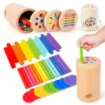 Wooden Montessori Baby Toddler Toys: 3 in 1Learning Fine Motor Skills Juguetes, Educational Color Sorting Fidget Sensory Toys for Toddlers 1-3, Object Permanence Cause and Effect Boys Girls Gifts