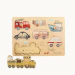 Freniland Transportation Sound Puzzle for Toddlers, Wooden Vehicle Sound Puzzle with Realistic Sounds, Educational Toy for 18M+