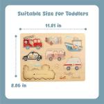 Freniland Transportation Sound Puzzle for Toddlers, Wooden Vehicle Sound Puzzle with Realistic Sounds, Educational Toy for 18M+