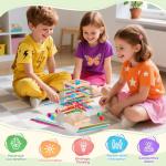 Montessori Wooden Board Games, 48 Colorful Sticks Dice Game with 12 Balls, Family Game for Kids and Adults, Math Educational Toys for 3 4 5 6 Years Old, Fine Motor Skills Toy Gifts for Boys and Girls