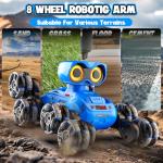 LNNKINE Robot Toys, 8-Wheel Stunt Remote Control Car with Auto-Demonstration, 360° Rotation, LED Eyes, Music, 2.4Ghz, All Terrain Rc Cars, Remote Control Robot for Boys 4-7 6-8 8-12