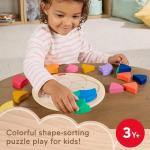 Fisher-Price Wood Preschool Toy Color Wheel Puzzle, 19 Wooden Pieces for Shape-Sorting Play, Preschool Kids Ages 3+ Years