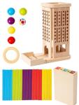 Montessori Game Wooden Board Game, 40 Colorful Wooden Sticks Dice Game Math Educational Toys for 3 4 5 6 Years Old,Math Educational, Fine Motor Skill Toy for Girls Boys, Classic Fun Games