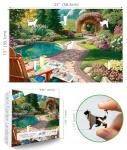 Puzzles for Adults 500 Piece Beautiful Garden Landscape with Tranquil Pool Jigsaw Puzzles Nature Flower Garden Cozy Scene with Letters on Back for Nature Lovers Ideal for Game Night (23''X15'')