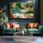 Puzzles for Adults 500 Piece Beautiful Garden Landscape with Tranquil Pool Jigsaw Puzzles Nature Flower Garden Cozy Scene with Letters on Back for Nature Lovers Ideal for Game Night (23''X15'')