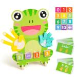 Math Manipulatives Number Counting Blocks for Kids Ages 3-5, Montessori Preschool Learning Toy with Arithmetic Cards, Frog Model Educational Gift for Toddlers Boys Girls