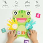 Math Manipulatives Number Counting Blocks for Kids Ages 3-5, Montessori Preschool Learning Toy with Arithmetic Cards, Frog Model Educational Gift for Toddlers Boys Girls