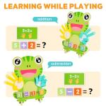 Math Manipulatives Number Counting Blocks for Kids Ages 3-5, Montessori Preschool Learning Toy with Arithmetic Cards, Frog Model Educational Gift for Toddlers Boys Girls