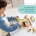 Melissa & Doug Farm Wooden Cube Puzzle with Storage Tray – 6-in-1 Animal Puzzle for Toddlers and Preschoolers – 16 Wooden Cubes – Farm Toy for Kids Ages 3+ - FSC Certified