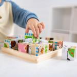 Melissa & Doug Farm Wooden Cube Puzzle with Storage Tray – 6-in-1 Animal Puzzle for Toddlers and Preschoolers – 16 Wooden Cubes – Farm Toy for Kids Ages 3+ - FSC Certified