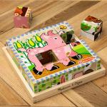 Melissa & Doug Farm Wooden Cube Puzzle with Storage Tray – 6-in-1 Animal Puzzle for Toddlers and Preschoolers – 16 Wooden Cubes – Farm Toy for Kids Ages 3+ - FSC Certified