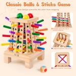 Montessori Board Game for Kids 4-6, Pyramid Wooden Sticks Dice Game, Math Educational, Fine Motor Skills Toy for 3+ Year Olds Girls Boys, Classic Table Game for Family Night