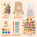 Montessori Board Game for Kids 4-6, Pyramid Wooden Sticks Dice Game, Math Educational, Fine Motor Skills Toy for 3+ Year Olds Girls Boys, Classic Table Game for Family Night