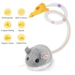 Migipaws Interactive MigiMouse Cat Toy 360° Rolling & Spin with Wiggling Tail for Indoor Cats Smart Motion Sensor, Realistic Squeak, Rechargeable Plush Kitten Toy(Grey)