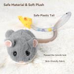 Migipaws Interactive MigiMouse Cat Toy 360° Rolling & Spin with Wiggling Tail for Indoor Cats Smart Motion Sensor, Realistic Squeak, Rechargeable Plush Kitten Toy(Grey)