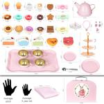 iAOVUEBY Tea Party Set for Little Girls, 49PCS Princess Tea Time Toys Including Tea Set Dessert Carrying Case, Kids Kitchen Pretend Playset, Tea Set for Girls Birthday Toddler Age 3-8, Pink