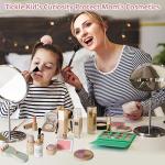 Smartwo 22 PCS Wooden Makeup Toy Set for Toddler Pretend Play,Wood Beauty Salon Toys Cute Wooden Makeup Kit with Realistic Accessories Gift for Girls 3 4 5 6