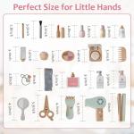 Smartwo 22 PCS Wooden Makeup Toy Set for Toddler Pretend Play,Wood Beauty Salon Toys Cute Wooden Makeup Kit with Realistic Accessories Gift for Girls 3 4 5 6