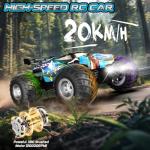 Rcjoyou Remote Control Car, 2WD Off-Road Rc Truck, 20 KM/H All-Terrain RC Cars with Headlights & Body Lights, 2.4GHz, 2 Batteries, Remote Control Car for Boys 4-7 8-12, Gift Toys for Boys Girls