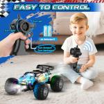 Rcjoyou Remote Control Car, 2WD Off-Road Rc Truck, 20 KM/H All-Terrain RC Cars with Headlights & Body Lights, 2.4GHz, 2 Batteries, Remote Control Car for Boys 4-7 8-12, Gift Toys for Boys Girls