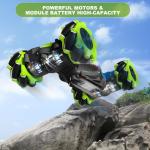 HOSHIPLAY Gesture RC Car Green, 1:24 4WD Transform Off-Road Stunt Car with Gesture & Remote Control, 360° Flips Drift Vehicle with LED Lights Music, All Terrain Toy Cars Gifts for Boys Girls Age 6-12