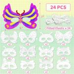 VKPI 48 PCS Color Your Own Paper Crowns and Paper Masks, DIY Art Coloring Craft Activity for Kids Birthday Dress up Party Favors Decoration, School Home Art Coloring Activities