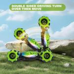 HOSHIPLAY Gesture RC Car Green, 1:24 4WD Transform Off-Road Stunt Car with Gesture & Remote Control, 360° Flips Drift Vehicle with LED Lights Music, All Terrain Toy Cars Gifts for Boys Girls Age 6-12