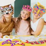 VKPI 48 PCS Color Your Own Paper Crowns and Paper Masks, DIY Art Coloring Craft Activity for Kids Birthday Dress up Party Favors Decoration, School Home Art Coloring Activities