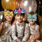 VKPI 48 PCS Color Your Own Paper Crowns and Paper Masks, DIY Art Coloring Craft Activity for Kids Birthday Dress up Party Favors Decoration, School Home Art Coloring Activities