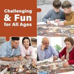 BenBen Puzzles for Adults 1000 Pieces, Dogs' Dinner Party, Dog Jigsaw Puzzle with Letters on Back, Funny Animal Puzzle, Challenging Puzzles for Family Game Night, Home Décor