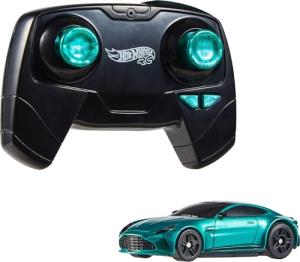 Hot Wheels RC Toy Car, Aston Martin Vantage, 1:64 Scale, Battery-Powered, Remote-Control Race Vehicle, Race On- & Off-Track, Booster Button for Speed