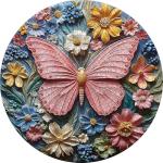 Butterfly Flower Jigsaw Puzzles 1000 Pieces, PICKFORU Wildflower Garden Puzzles for Adults, Round Pink Puzzle as Wall Art Decor