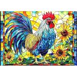 Stained Glass Rooster Puzzles for Adults 1000 Pieces Colorful Rooster Puzzle for Adults Mosaic Jigsaw Puzzles1000 Pieces with Letters on Back Hard Impossible Difficult Challenging Family Puzzle