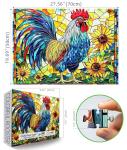Stained Glass Rooster Puzzles for Adults 1000 Pieces Colorful Rooster Puzzle for Adults Mosaic Jigsaw Puzzles1000 Pieces with Letters on Back Hard Impossible Difficult Challenging Family Puzzle