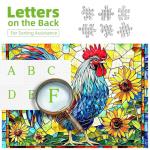 Stained Glass Rooster Puzzles for Adults 1000 Pieces Colorful Rooster Puzzle for Adults Mosaic Jigsaw Puzzles1000 Pieces with Letters on Back Hard Impossible Difficult Challenging Family Puzzle