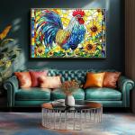 Stained Glass Rooster Puzzles for Adults 1000 Pieces Colorful Rooster Puzzle for Adults Mosaic Jigsaw Puzzles1000 Pieces with Letters on Back Hard Impossible Difficult Challenging Family Puzzle