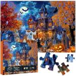Halloween Night Jigsaw Puzzle for Adults 1000 Pieces-Haunted House Pumpkin,Witch,Skeleton,Ghosts & Batstheme Puzzles Spooky Night Sky Puzzle-for Holiday Party Gifts or Decorations