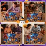 Halloween Night Jigsaw Puzzle for Adults 1000 Pieces-Haunted House Pumpkin,Witch,Skeleton,Ghosts & Batstheme Puzzles Spooky Night Sky Puzzle-for Holiday Party Gifts or Decorations