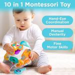 iPlay, iLearn 10 in 1 Baby Busy Board Cube, Montessori Sensory Toy Toddler 1-3, Infant Carseat Plane Travel Game, Kid Education Learning Activity, Birthday Gift 9 10 12 18 Month 1 2 Year Old Boy Girl