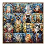 Stained Glass Puzzle Cat Puzzles for Adults 1000 Pieces, Colorful Kitty Kitten Collage Puzzles 1000 Pieces, Hard Difficult Impossible Challenging Jigsaw Puzzles for Adults