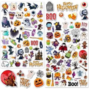 LINAYE 24 Sheets Halloween Stickers for Kids, 1260PCS Adhesive Halloween Stickers Bulk for Kids Cute Small Stickers for Halloween Treat Bags, Goodie Bags, Party Favors