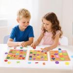 Alphabet Wooden Puzzles for Toddlers 3-5, Pack of 3 ABC, Number and Shape Puzzle, Preschool Educational Learning Toys with Puzzle Board & Letter Blocks for Girls Boys Ages 3 4 5 Years Old