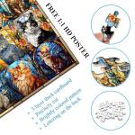 Stained Glass Puzzle Cat Puzzles for Adults 1000 Pieces, Colorful Kitty Kitten Collage Puzzles 1000 Pieces, Hard Difficult Impossible Challenging Jigsaw Puzzles for Adults