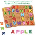 Alphabet Wooden Puzzles for Toddlers 3-5, Pack of 3 ABC, Number and Shape Puzzle, Preschool Educational Learning Toys with Puzzle Board & Letter Blocks for Girls Boys Ages 3 4 5 Years Old